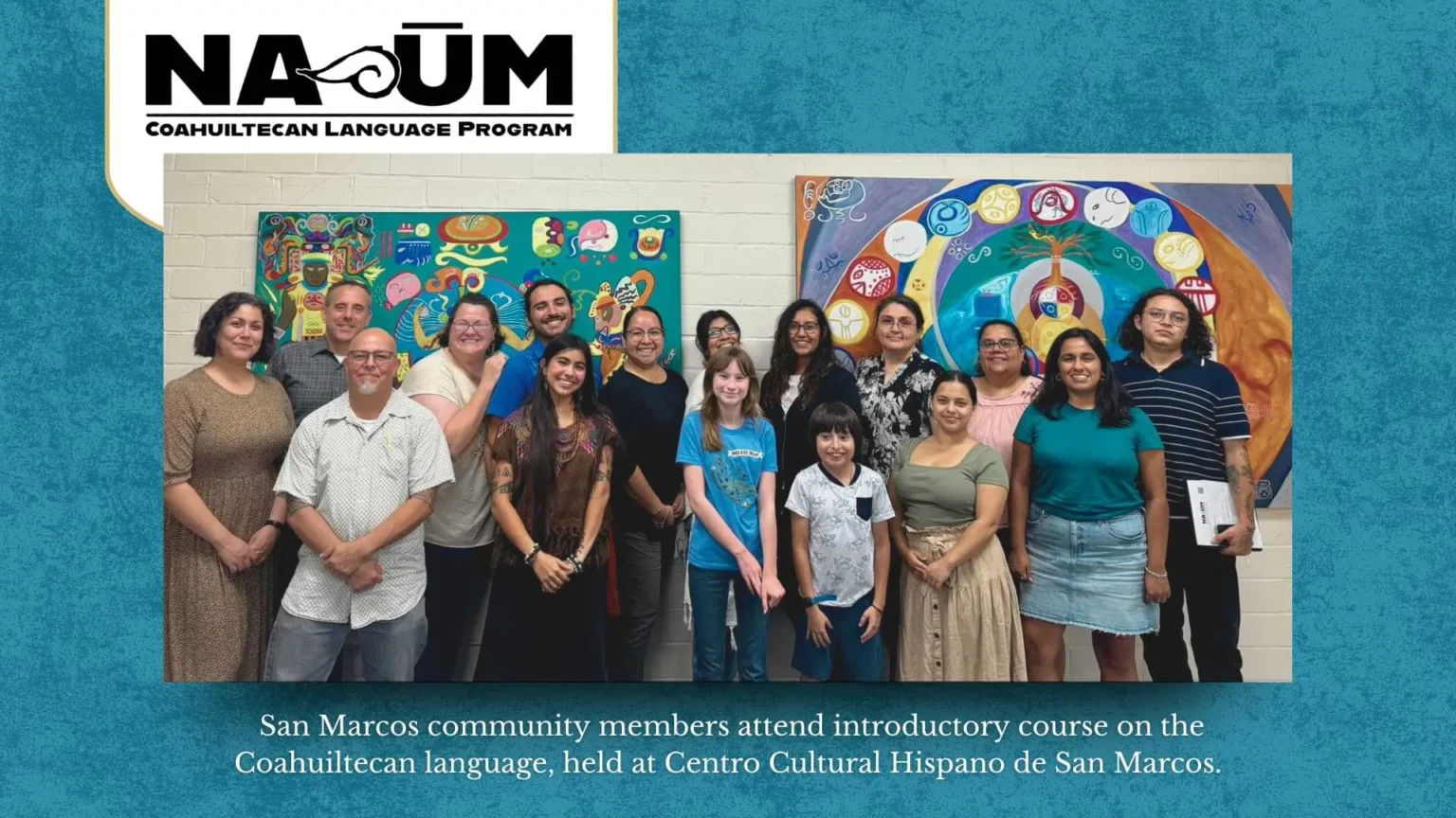 San Marcos community members attend introductory course on the Coahuiltecan language, held at Centro Cultural Hispano de San Marcos.