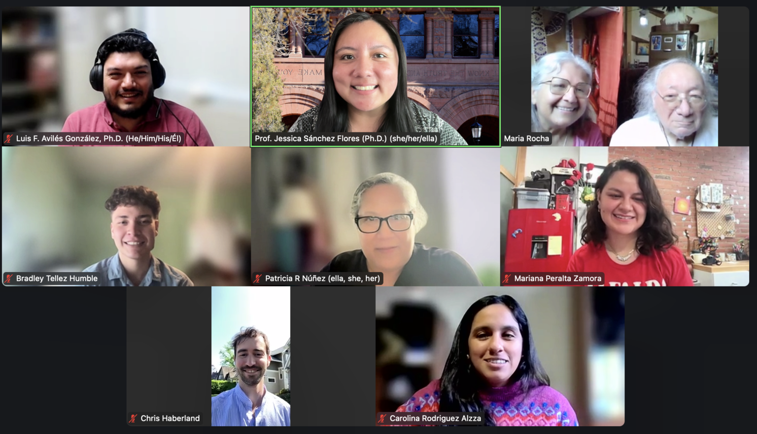 2024-2025 Circle: Dr. Luis F. Avilés González, Dr. Jessica Sanchez Flores, Maria Rocha, Dr. Mario Garza, Bradley Tellez Humble, Patricia R. Nuñez, Mariana Peralta Zamora, Chris Haberland, Carolina Rodriguez Alzza.